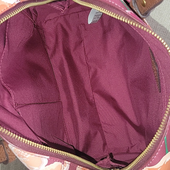 Fossil Rachel Satchel Pink Floral Leather Crossbody Bag NWT $138 - Picture 9 of 14